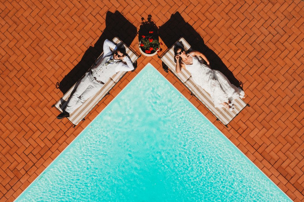 Drone photo by the pool at Tenuta di Papena